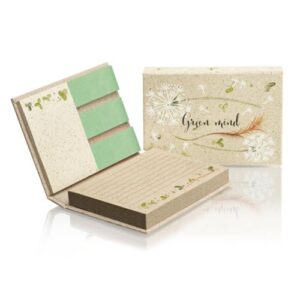 Set de notes adhésives en papier végétal et en couverture rigide du papier végétal