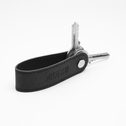 PORTE-CLE VIS EN SIMILI-CUIR NOIR GRAINE - MADE IN EUROPE