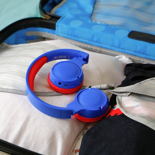 CASQUE KIDS SANS FIL BLUETOOTH BLEU ET ROUGE