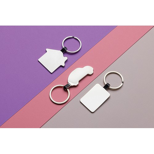 Porte-clés maison en alliage de zinc recyclé RCS