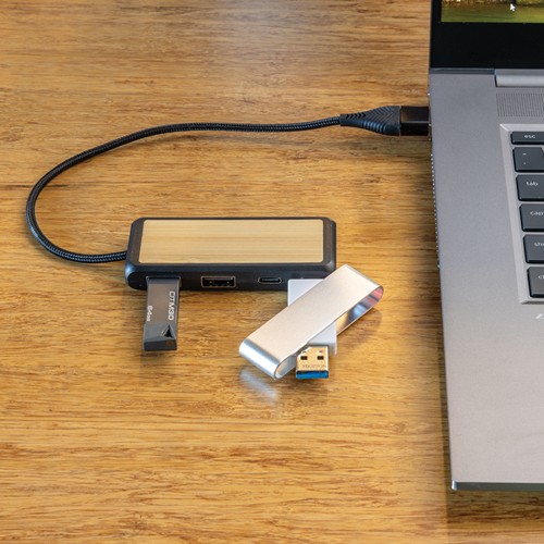 Hub USB à double entrée en plastique et en bambou RCS Link