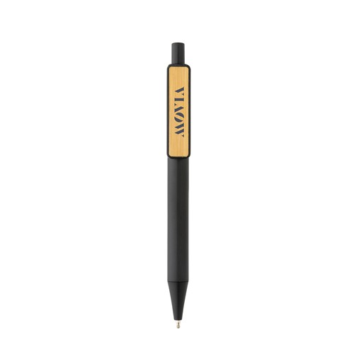 Stylo en ABS recyclé GRS avec clip en bambou
