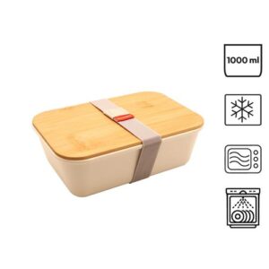 Bento 'Ikoma', blanc, avec couvercle en bambou