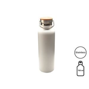 Bouteille isotherme 'Arima', blanche, bouchon bambou, 750 ml