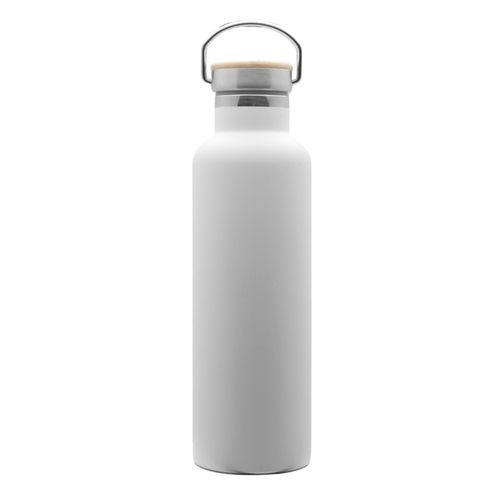Bouteille isotherme 'Arima', blanche, bouchon bambou, 750 ml