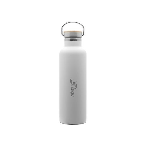 Bouteille isotherme 'Arima', blanche, bouchon bambou, 750 ml