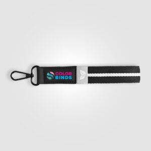 Porte-clés Newport en rPET tissé motif chevron avec mousqueton à pression – 19 × 2,5 cm
