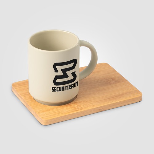 Café Duo - 325 ml Ensemble tasse en céramique et planche en bambou