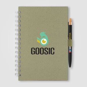 Terra Bloc-notes à spirales en carton de lait recyclé - A5 et Stylo Reborn Set