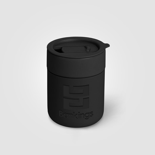 Obsidian - Mug en Céramique et Silicone Mat de 295 ml avec Couvercle