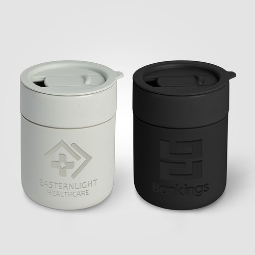 Obsidian - Mug en Céramique et Silicone Mat de 295 ml avec Couvercle