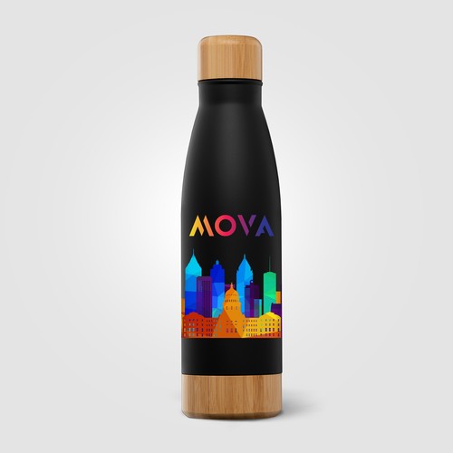 Ibiza Bamboo - 650 ml Bouteille en acier inoxydable à double paroi