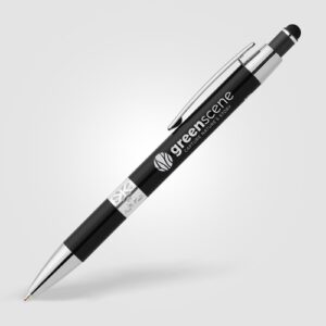 Stylo Adorn en aluminium recyclé avec finition chromée et stylet