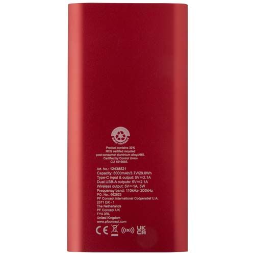 Batterie de secours sans fil en aluminium recyclé Juice type-C de 8 000 mAh