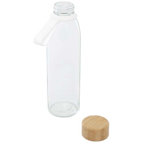 Bouteille d'eau en verre Porto de 500 ml avec poignée en silicone et couvercle en bambou