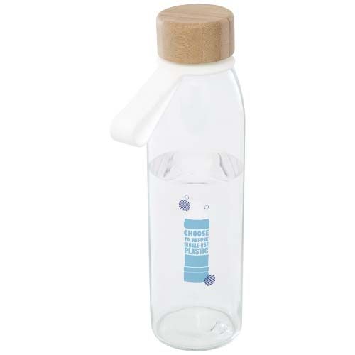 Bouteille d'eau en verre Porto de 500 ml avec poignée en silicone et couvercle en bambou