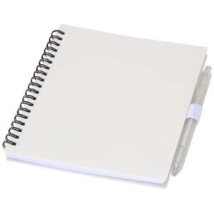 Ensemble carnet à couverture souple en plastique recyclé et stylo bille (encre bleue) Niove