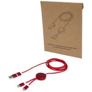 Câble 5 en 1 Alasia en aluminium et plastique recyclés de 150 cm pour la synchronisation des données et la charge rapide de 2