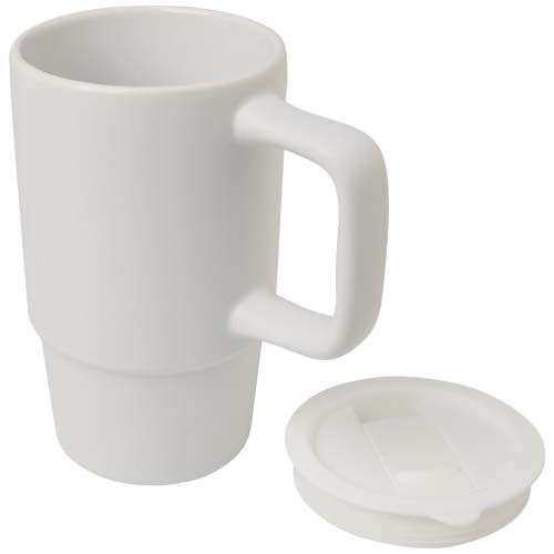 Mug Carter en céramique de 450 ml avec couvercle en plastique