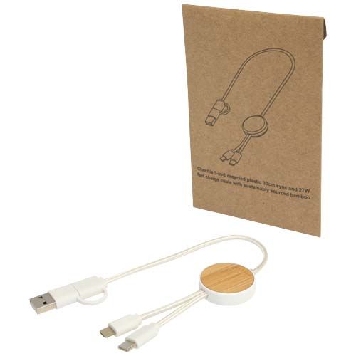 Câble 5 en 1 Chechia en plastique recyclé de 30 cm pour la synchronisation des données et la charge rapide de 27 W avec détai
