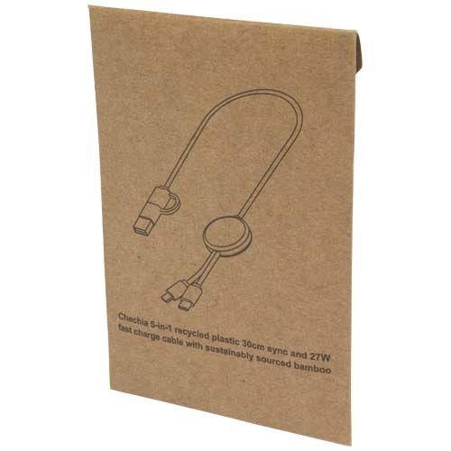 Câble 5 en 1 Chechia en plastique recyclé de 30 cm pour la synchronisation des données et la charge rapide de 27 W avec détai
