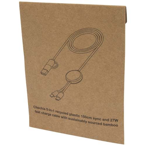 Câble 5 en 1 Chechia en plastique recyclé de 150 cm pour la synchronisation des données et la charge rapide de 27 W avec déta