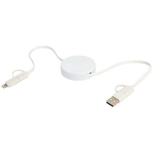 Câble rétractable 5 en 1 Citala en plastique recyclé de 90 cm pour la synchronisation des données et la charge rapide de 40 W