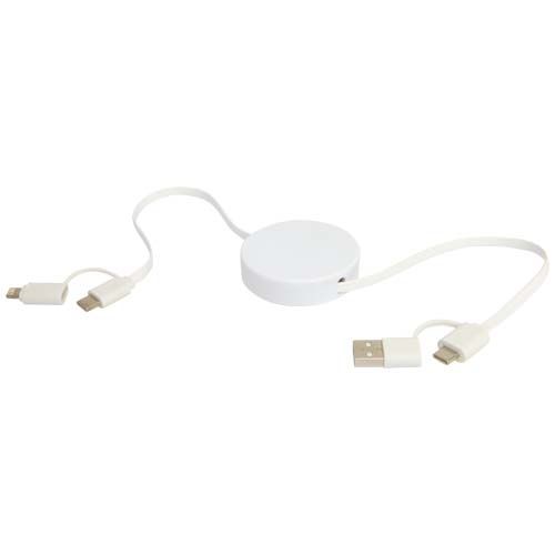 Câble rétractable 5 en 1 Citala en plastique recyclé de 90 cm pour la synchronisation des données et la charge rapide de 40 W