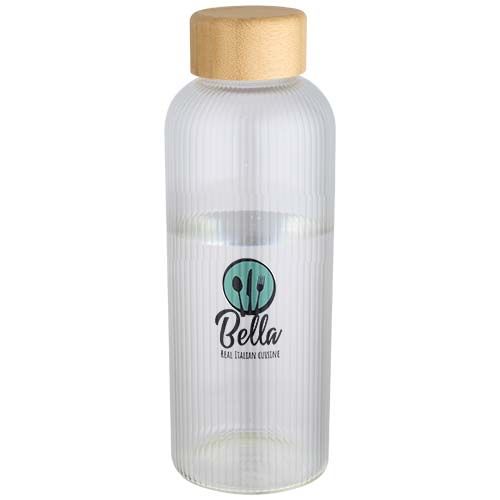 Bouteille en verre borosilicate Mirage simple paroi de 650 ml avec couvercle en bambou