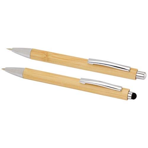 Set stylo bille et porte-mine Oblys en bambou (encre noire)