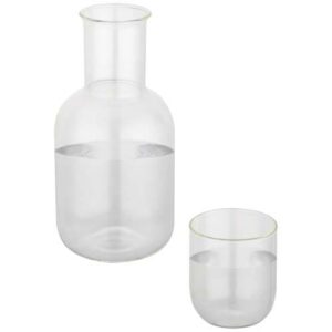 Ensemble carafe et tasse en verre Amelie en finition mate