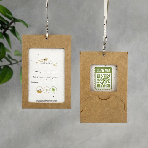 Porte badge avec badge papier graines