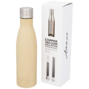 Bouteille isotherme Vasa imitation bois sous vide avec couche de cuivre de 500 ml