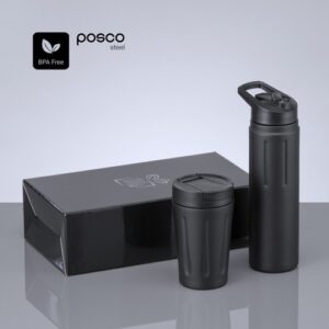 Scandic Drinking Set : mug isotherme 350 ml et gourde en acier 750 ml