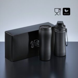 Drinking Set : mug isotherme 400 ml et bouteille en acier 550 ml
