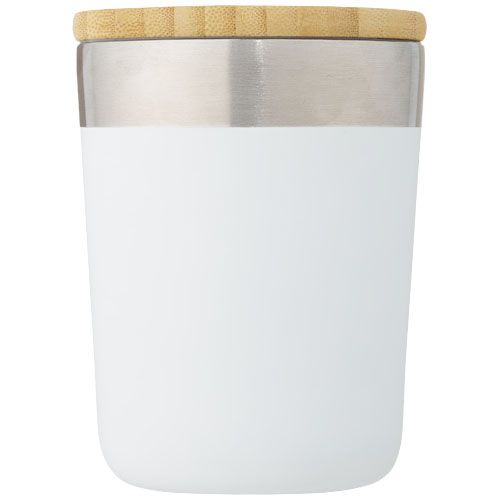 Gobelet Lagan de 330 ml en acier inoxydable avec isolation par le vide et couche de cuivre, avec couvercle en bambou