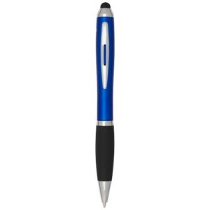 Stylo bille à stylet en plastique recyclé RCS avec corps coloré et grip noir (encre bleue) Nash