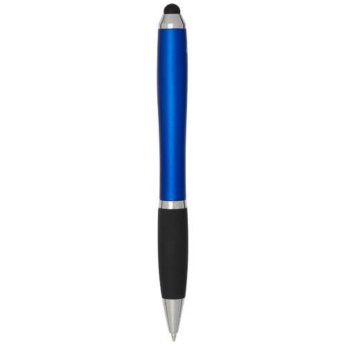 Stylo bille à stylet en plastique recyclé RCS avec corps coloré et grip noir (encre bleue) Nash