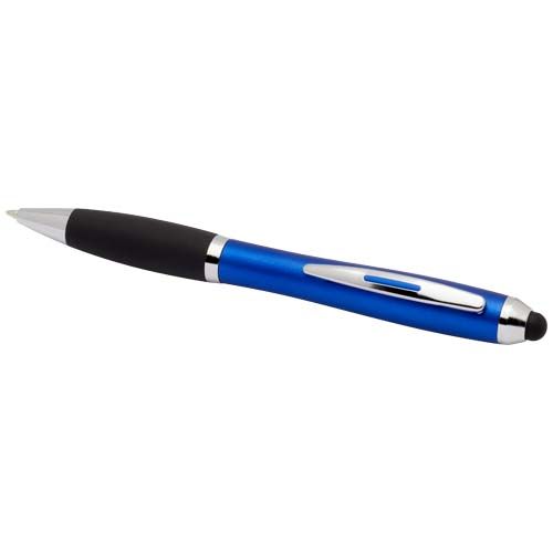 Stylo bille à stylet en plastique recyclé RCS avec corps coloré et grip noir (encre bleue) Nash