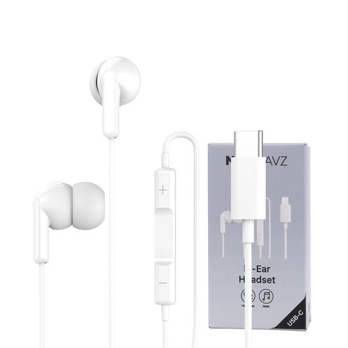 ECOUTEURS INTRA-AURICULAIRE TYPE-C + TELECOMMANDE + MICRO - BLANC