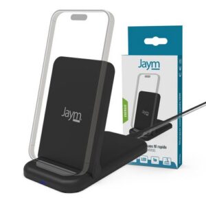 CHARGEUR INTELLIGENT PAD A INDUCTION RAPIDE QI 15W - STAND PLIABLE - NOIR - JAYM®