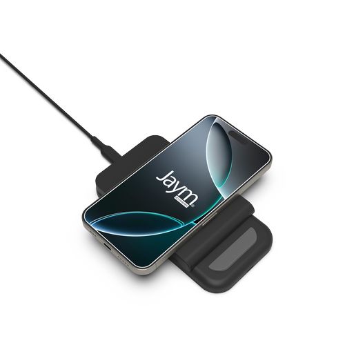 CHARGEUR INTELLIGENT PAD A INDUCTION RAPIDE QI 15W - STAND PLIABLE - NOIR - JAYM®