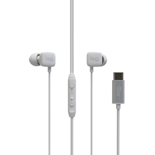 ECOUTEURS INTRA-AURICULAIRE TYPE-C + TELECOMMANDE + MICRO BLANC - JAYM®