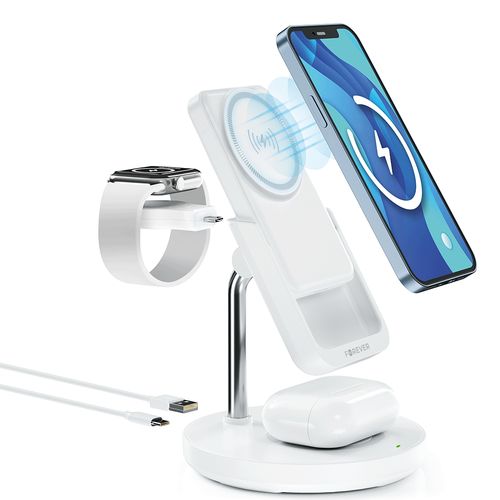 STATION DE RECHARGE INDUCTION 4-EN-1 15W : IPHONE + AIRPODS + WATCH + BATTERIE DE SECOURS