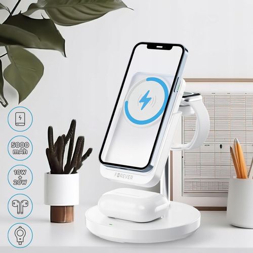 STATION DE RECHARGE INDUCTION 4-EN-1 15W : IPHONE + AIRPODS + WATCH + BATTERIE DE SECOURS