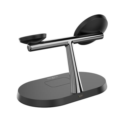 STATION DE RECHARGE INDUCTION 3-EN-1 15W : IPHONE + AIRPODS + WATCH - NOIR - MAXLIFE