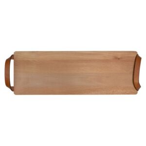 Planche avec poignées en cuir hêtre 48x17 cm