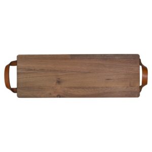 Planche avec poignées en cuir noyer 48x17 cm