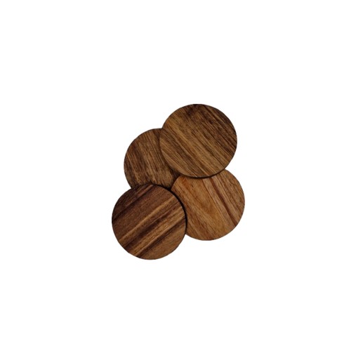 Dessous de verre lot de 4 rond en acacia ⌀ 10 x 0,9 cm