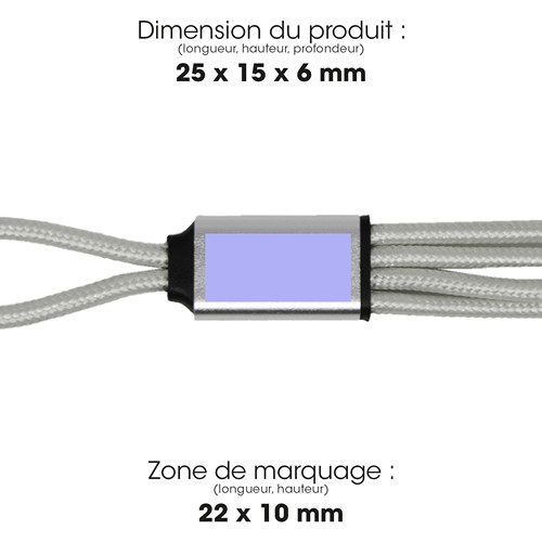 MIJI - CÂBLE COURT 4 EN 1 18 CM À CHARGE RAPIDE 20W EN MATÉRIAUX RECYCLÉS - SILVER